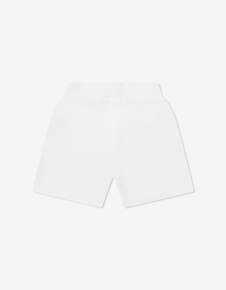 Girls Logo Button Shorts in White