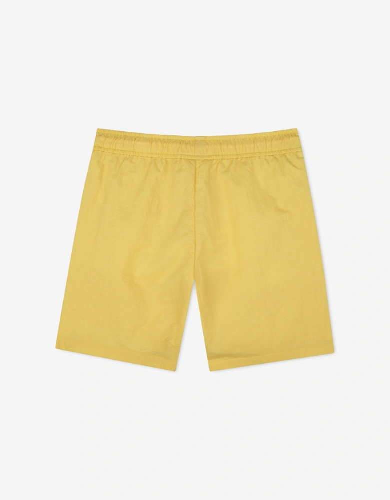 Boys Logo Print Swim Shorts in Yellow