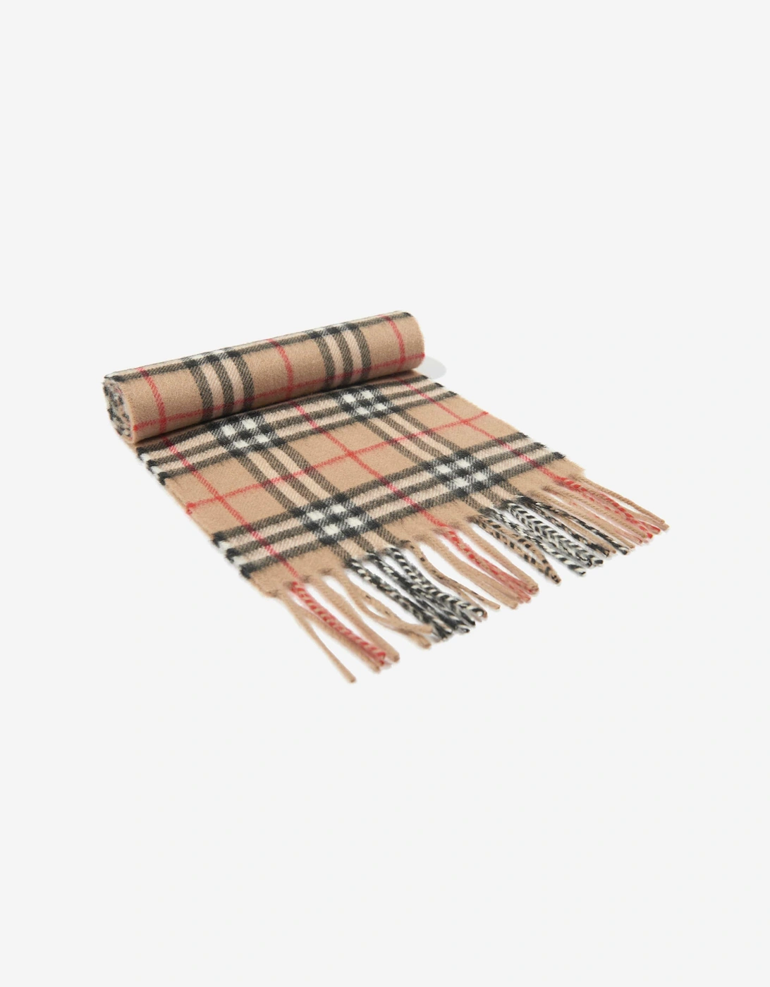 Kids Vintage Check Cashmere Scarf in Beige (127cm)