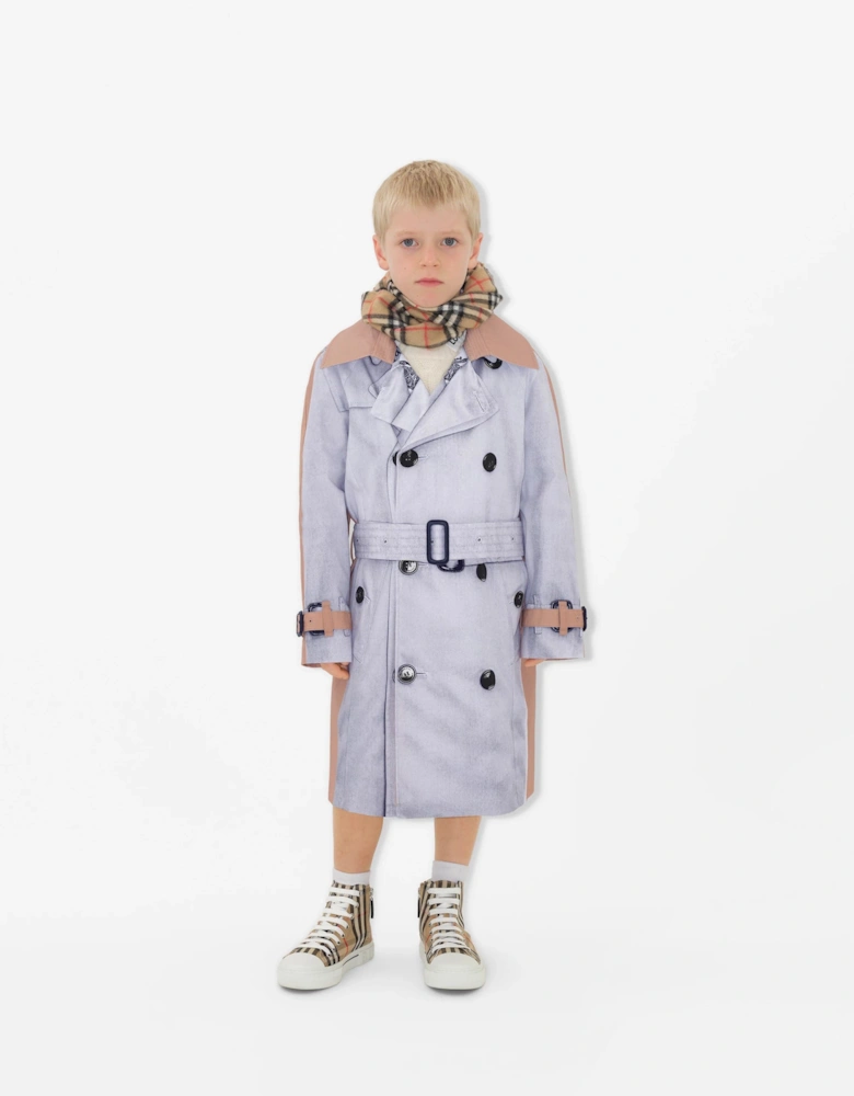 Kids Vintage Check Cashmere Scarf in Beige (127cm)