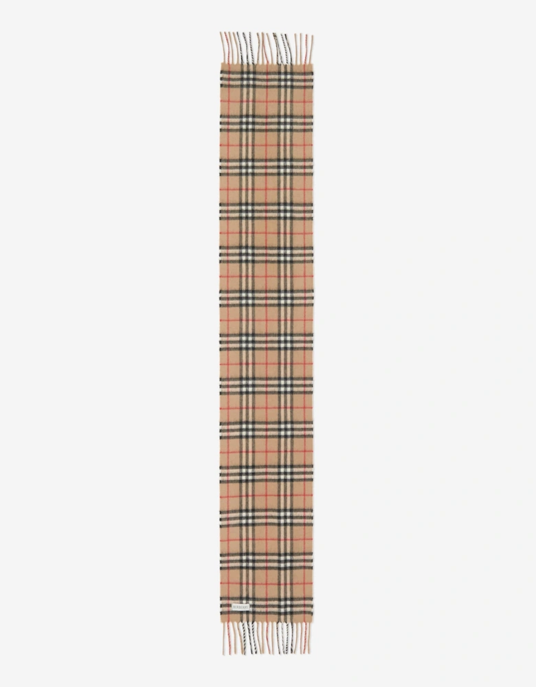 Kids Vintage Check Cashmere Scarf in Beige (127cm)