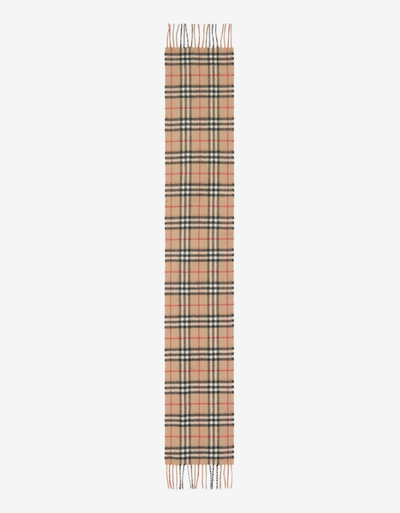 Kids Vintage Check Cashmere Scarf in Beige (127cm)