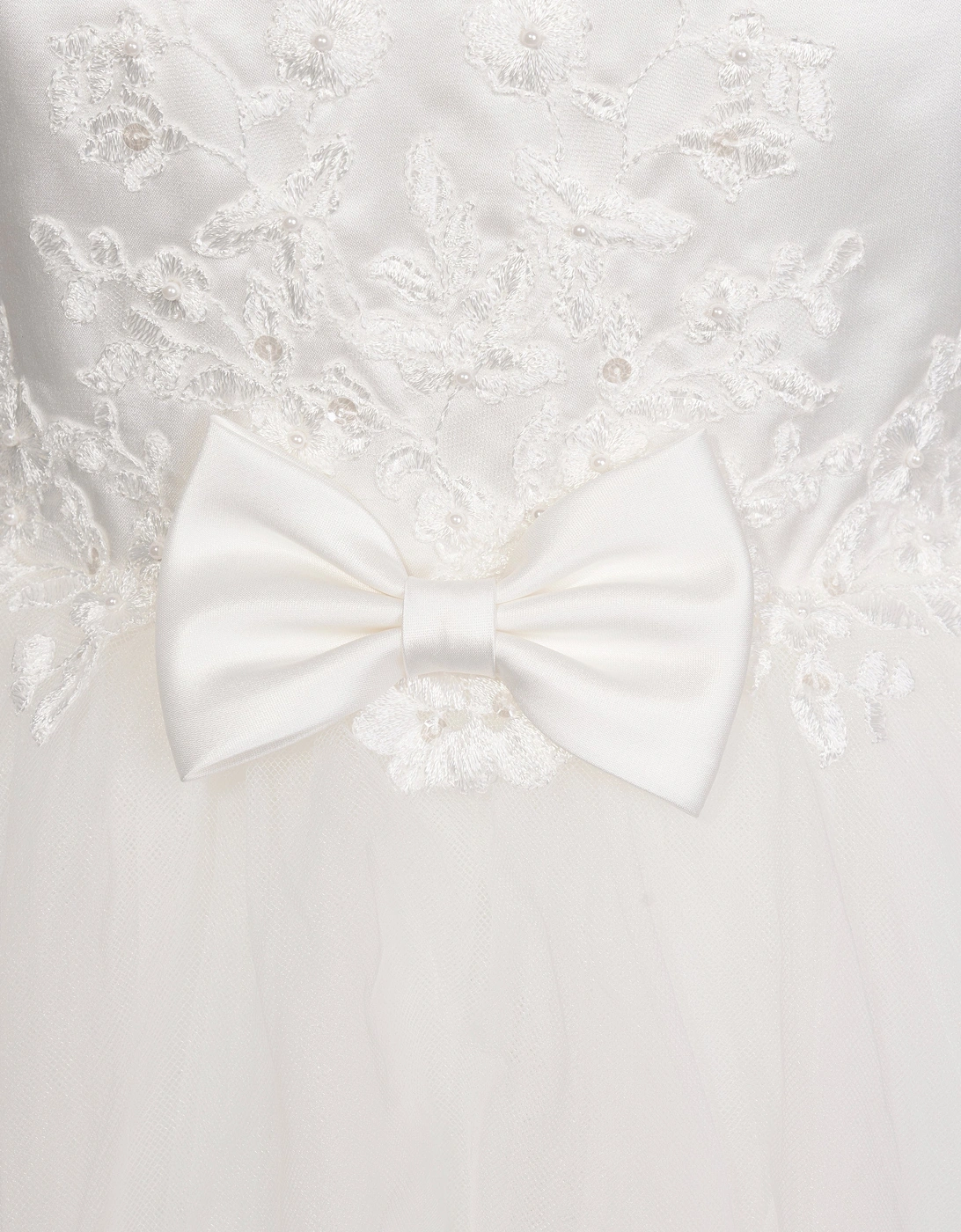 Girls Ceremonial Ballerina Length Dress in Ivory