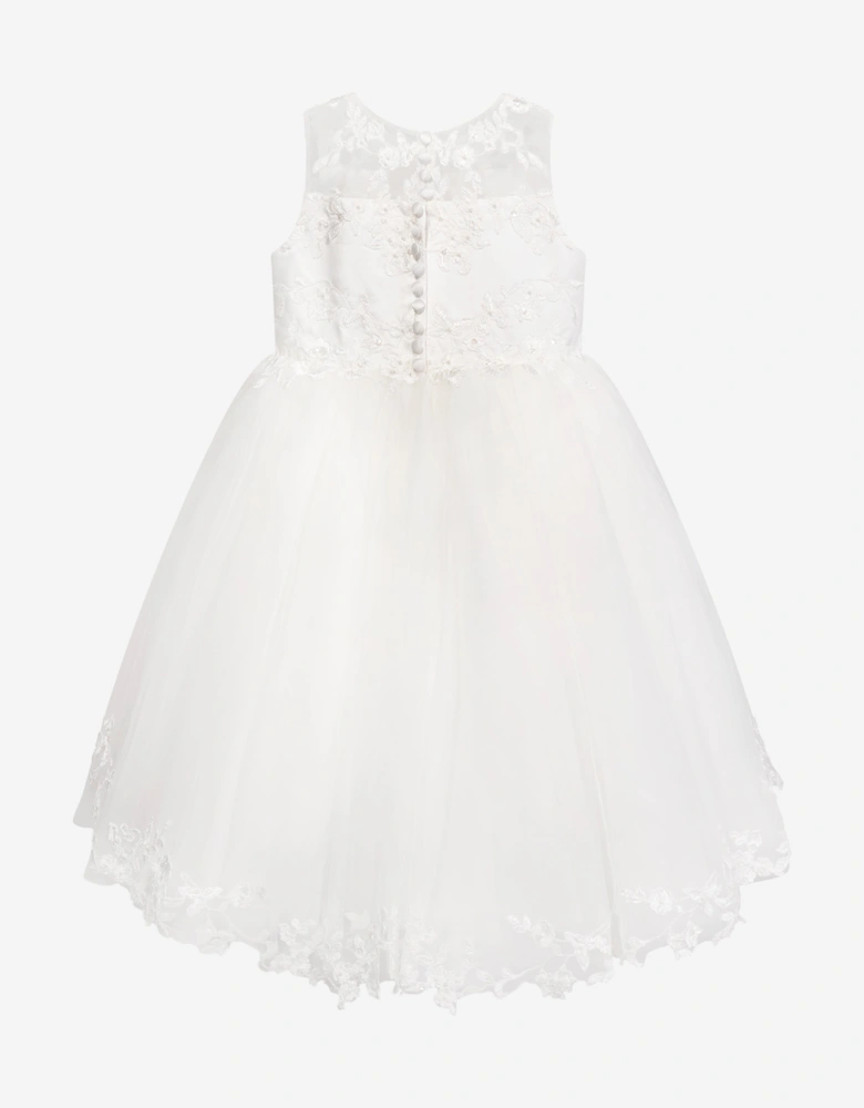Girls Ceremonial Ballerina Length Dress in Ivory