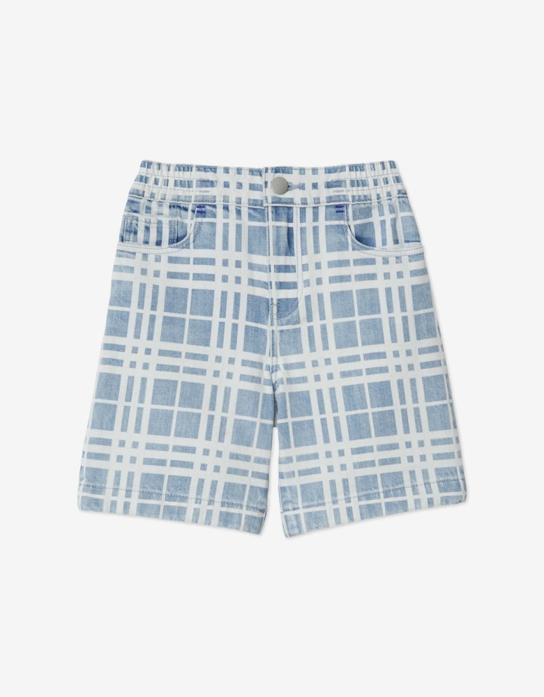 Boys Check Castel Shorts in Blue