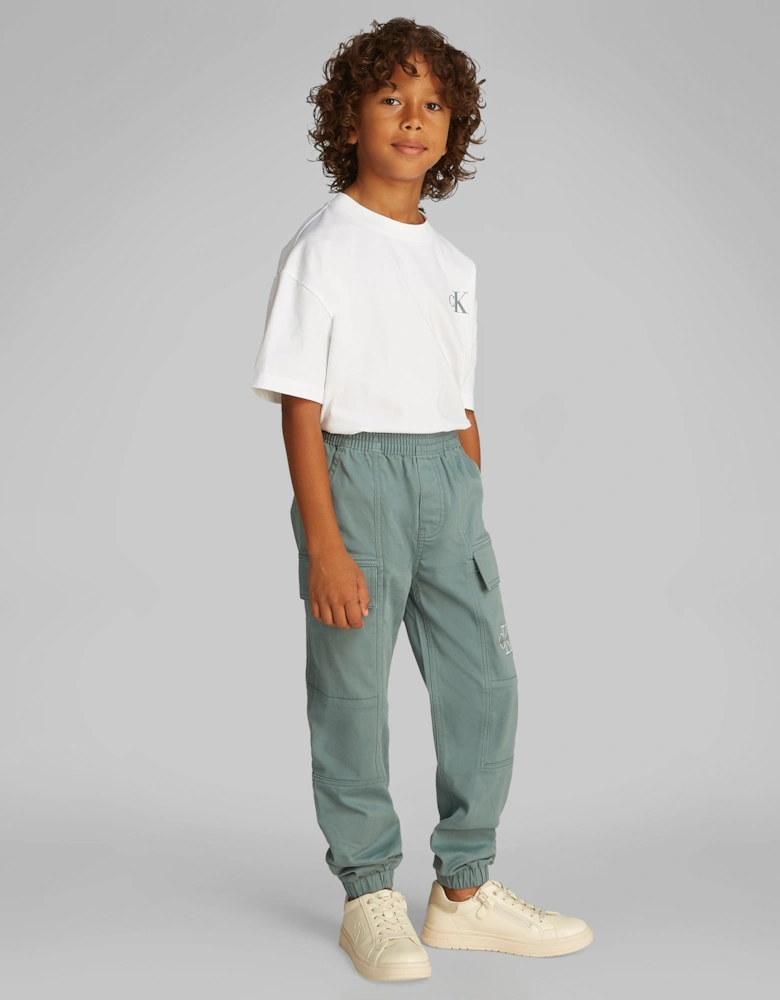 Boys Essential Woven Cargo Trousers in Green