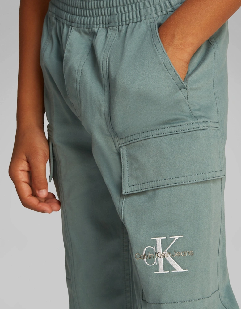 Boys Essential Woven Cargo Trousers in Green