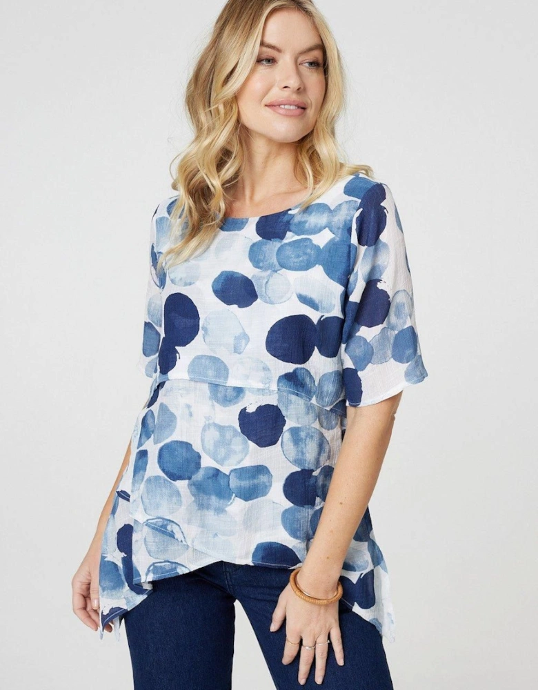 Polka Dot Layered Blouse Top
