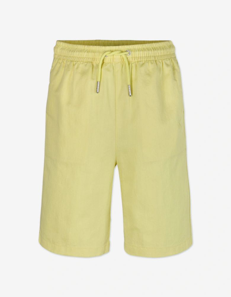 Boys Linen Relaxed Shorts in Yellow