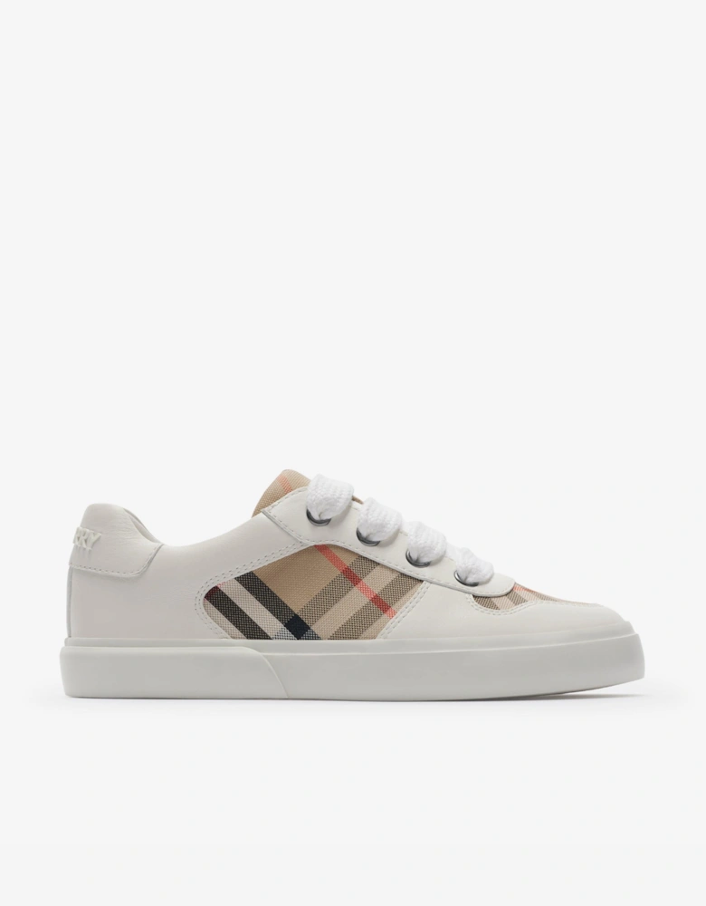Kids Noah Check Strap Trainers in White
