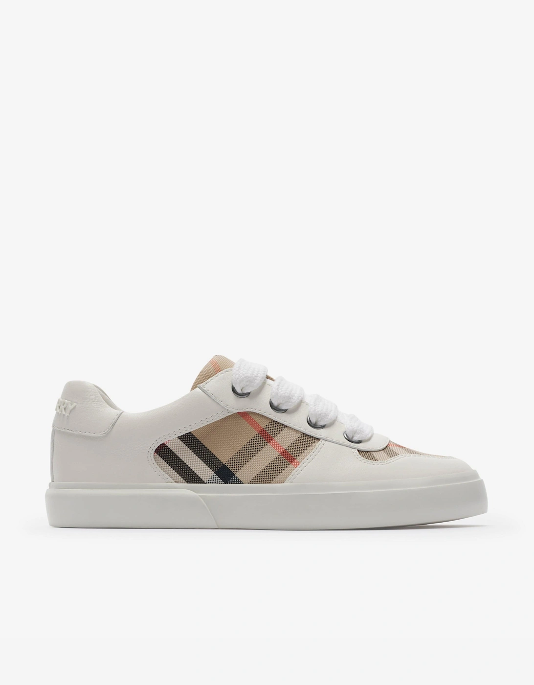 Kids Noah Check Strap Trainers in White, 6 of 5
