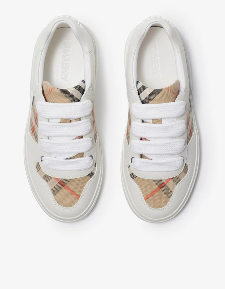 Kids Noah Check Strap Trainers in White