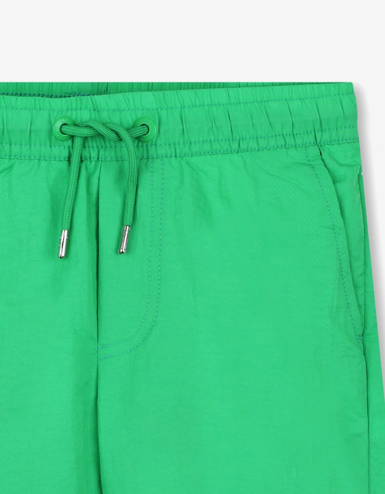 Boys Logo Print Swim Shorts in Green