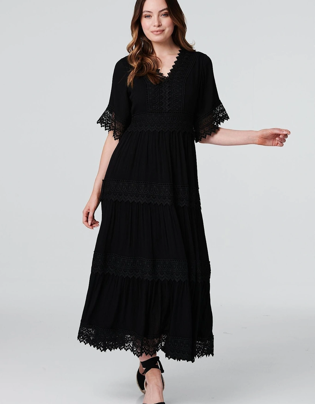 Short Sleeve Crochet Maxi Dress, 2 of 1