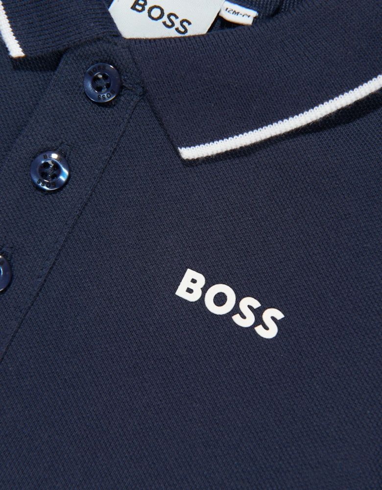 BOSS Baby Boys Logo Polo Shirt in Navy