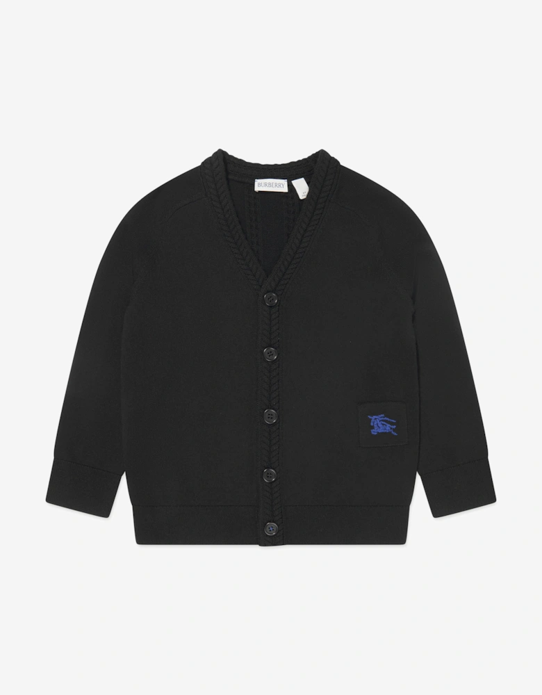 Boys Wool Knit Graham Cardigan in Black