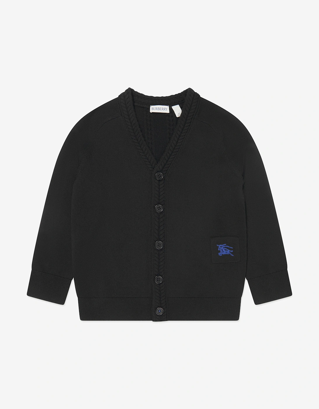 Boys Wool Knit Graham Cardigan in Black, 6 of 5
