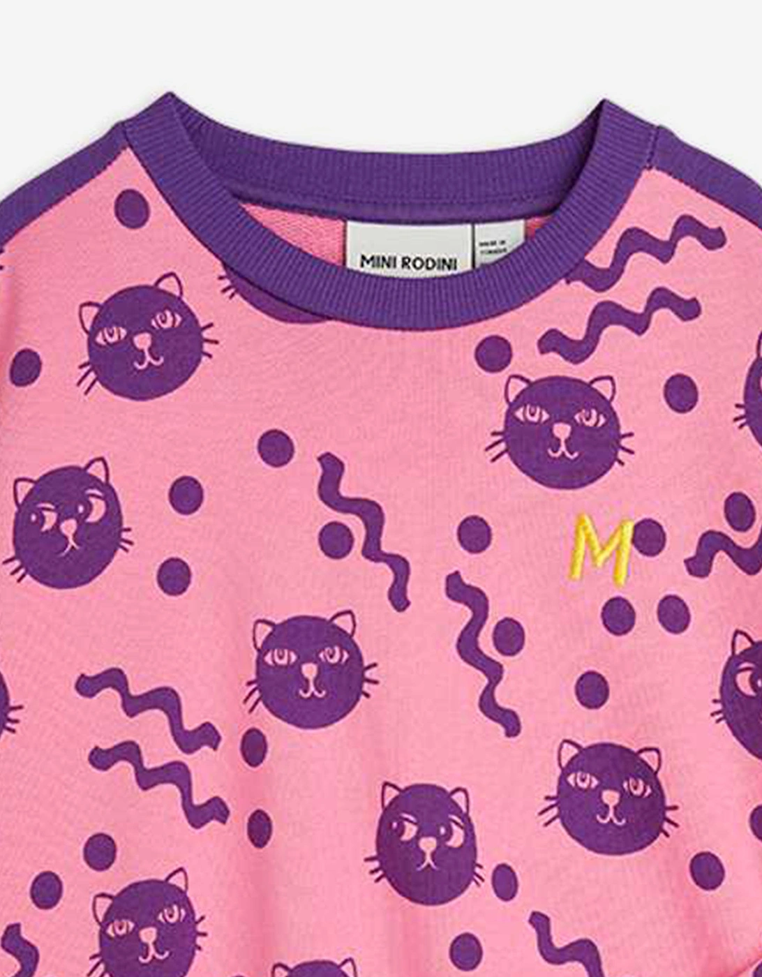 Girls Squiggly Cats AOP Sweatshirt in Pink