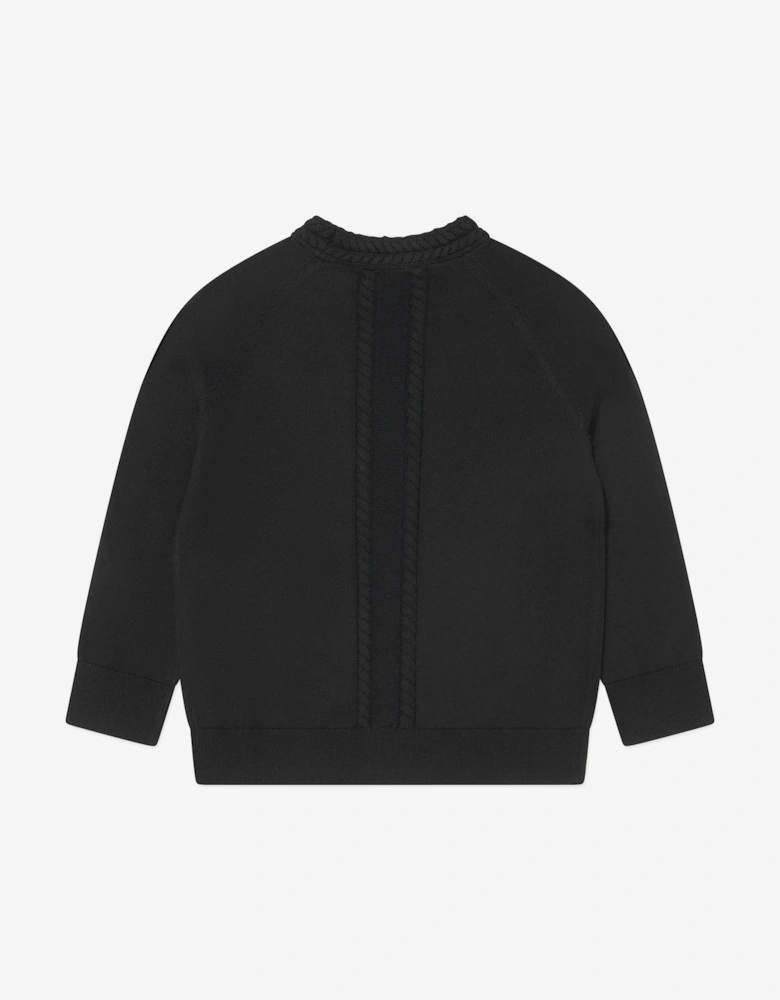 Boys Wool Knit Graham Cardigan in Black