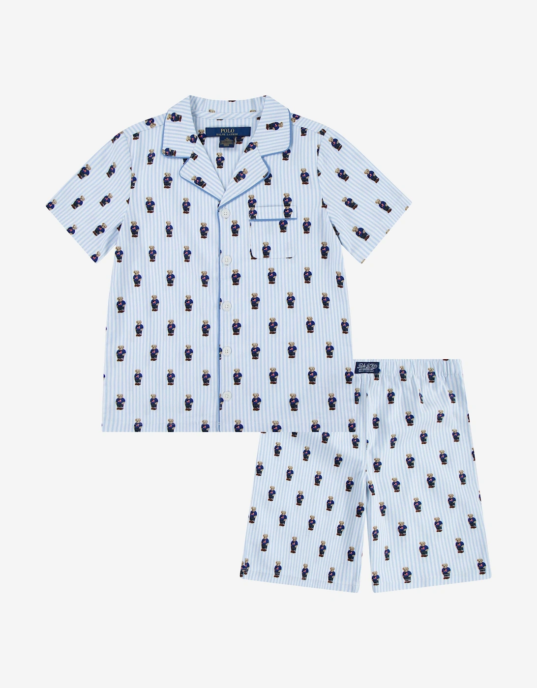 Boys Bear Short Pyjamas Set in Blue, 5 of 4