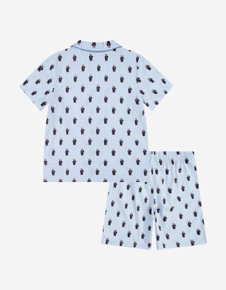 Boys Bear Short Pyjamas Set in Blue