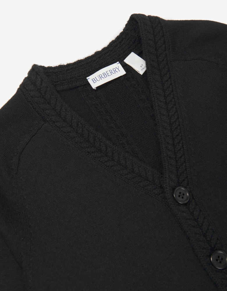 Boys Wool Knit Graham Cardigan in Black