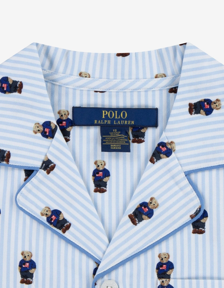 Boys Bear Short Pyjamas Set in Blue