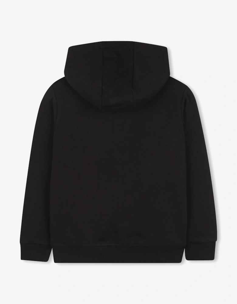Boys Stacked Logo Hoodie in Black