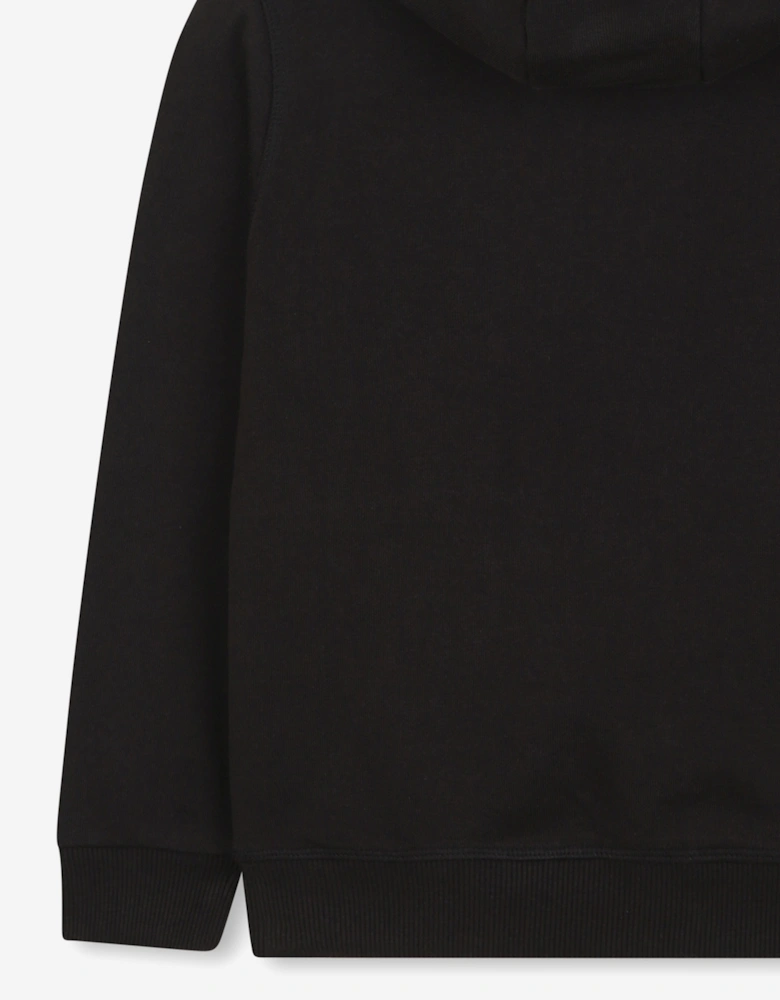 Boys Stacked Logo Hoodie in Black