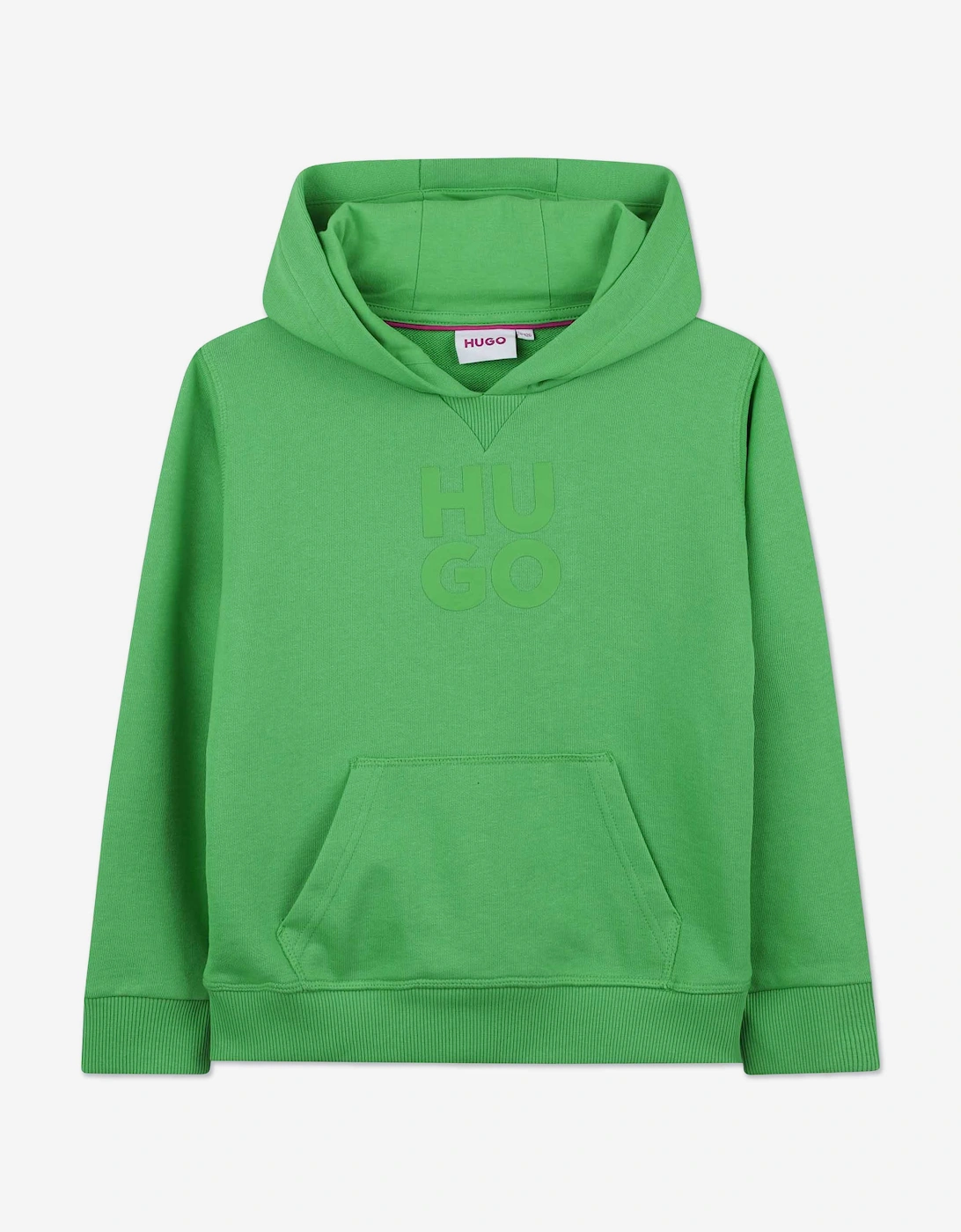 Boys Stacked Logo Print Hoodie in Green, 5 of 4