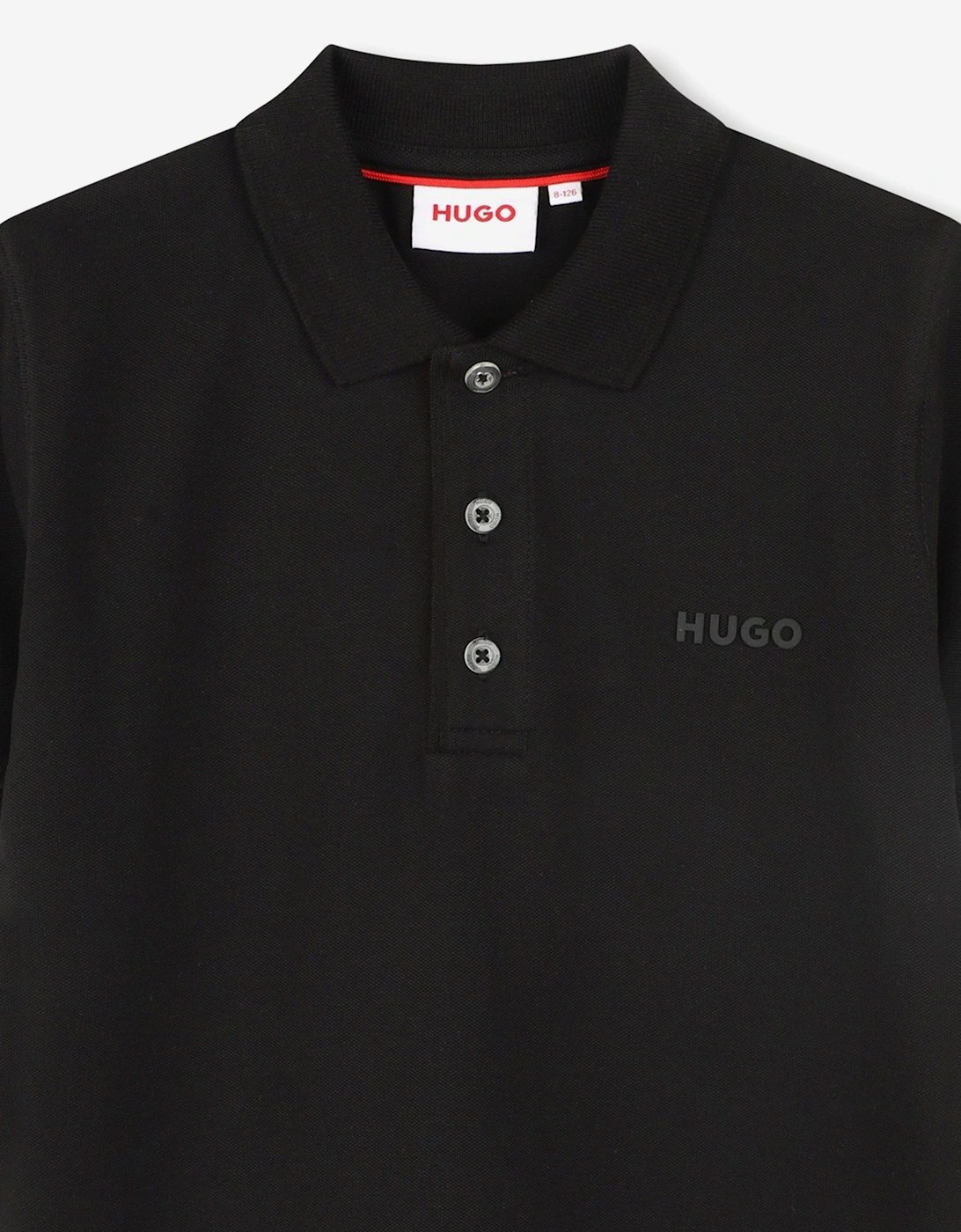 Boys Logo Print Polo Shirt in Black
