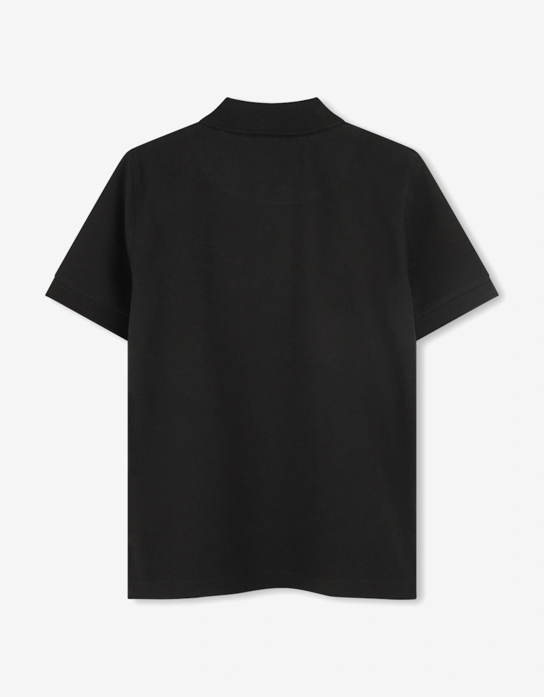 Boys Logo Print Polo Shirt in Black