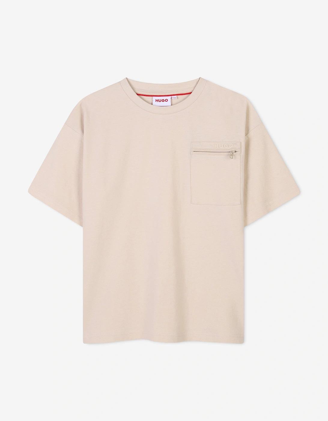 Boys Zip Pocket Logo T-Shirt in Beige, 5 of 4