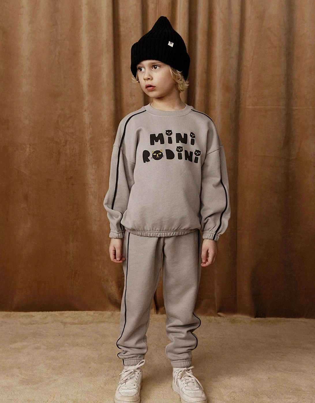 Boys Plain Piping Joggers in Grey