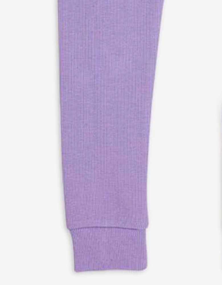 Girls Solid Rib Leggings in Purple