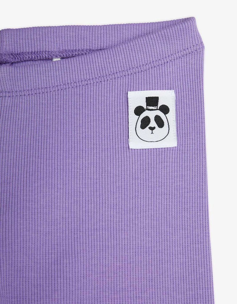 Girls Solid Rib Leggings in Purple
