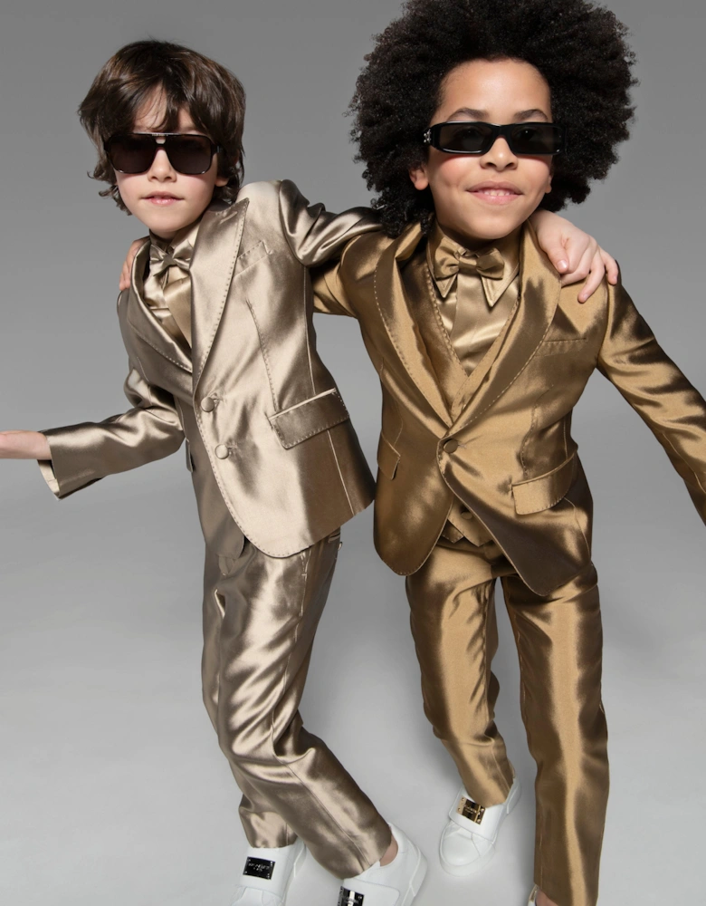Boys Silk Blazer in Gold