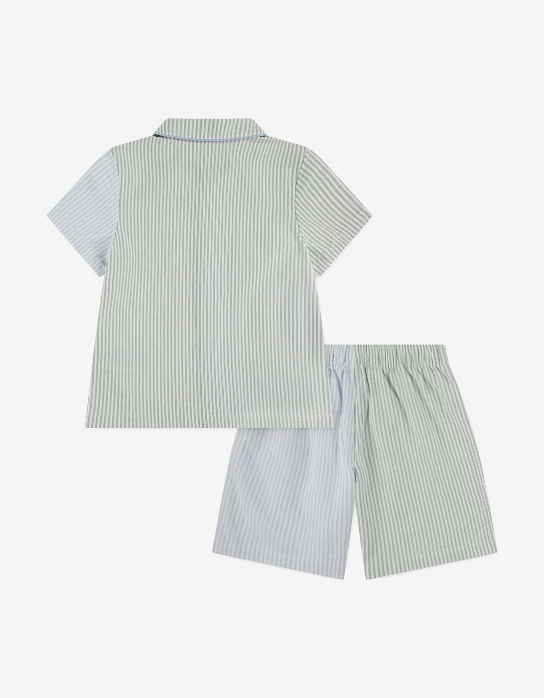 Boys Striped Oxford Short Pyjamas Set in Multicolour