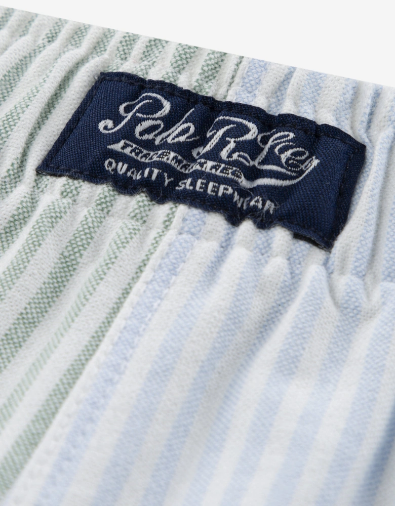 Boys Striped Oxford Short Pyjamas Set in Multicolour