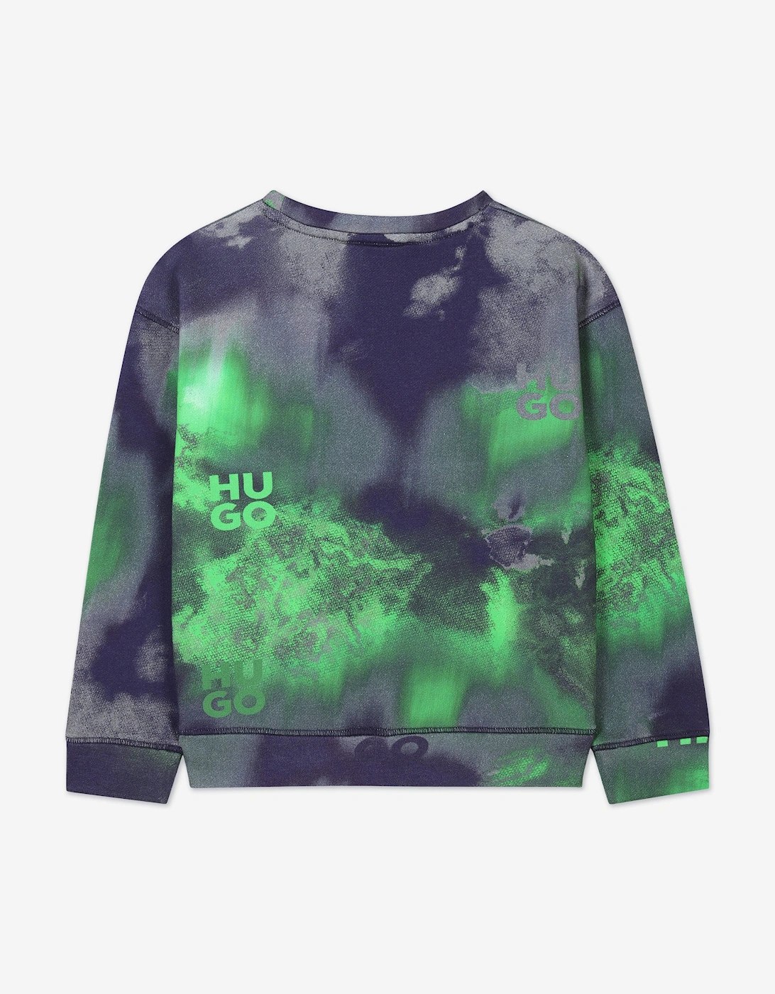 Boys Acid Wash Logo Sweatshirt in Green