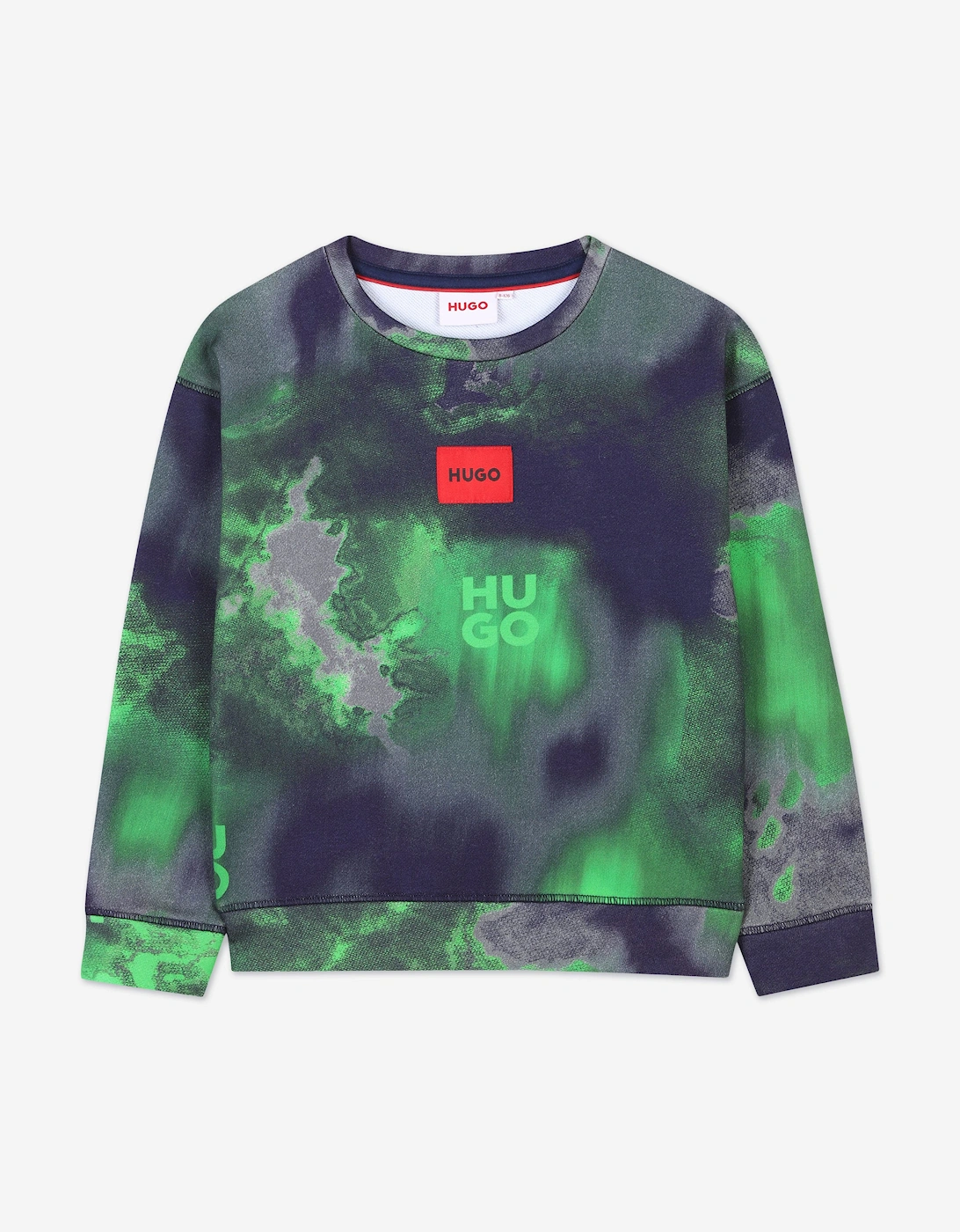 Boys Acid Wash Logo Sweatshirt in Green, 5 of 4