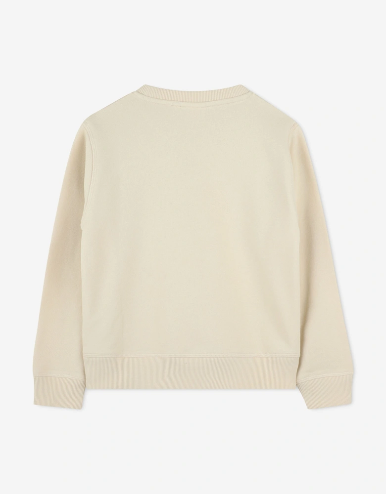 Boys Logo Print Sweatshirt in Beige