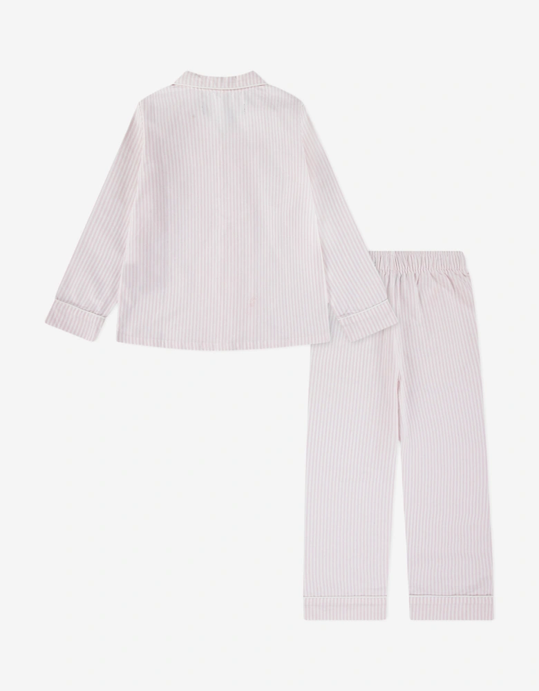 Girls Striped Oxford Pyjamas Set in Pink