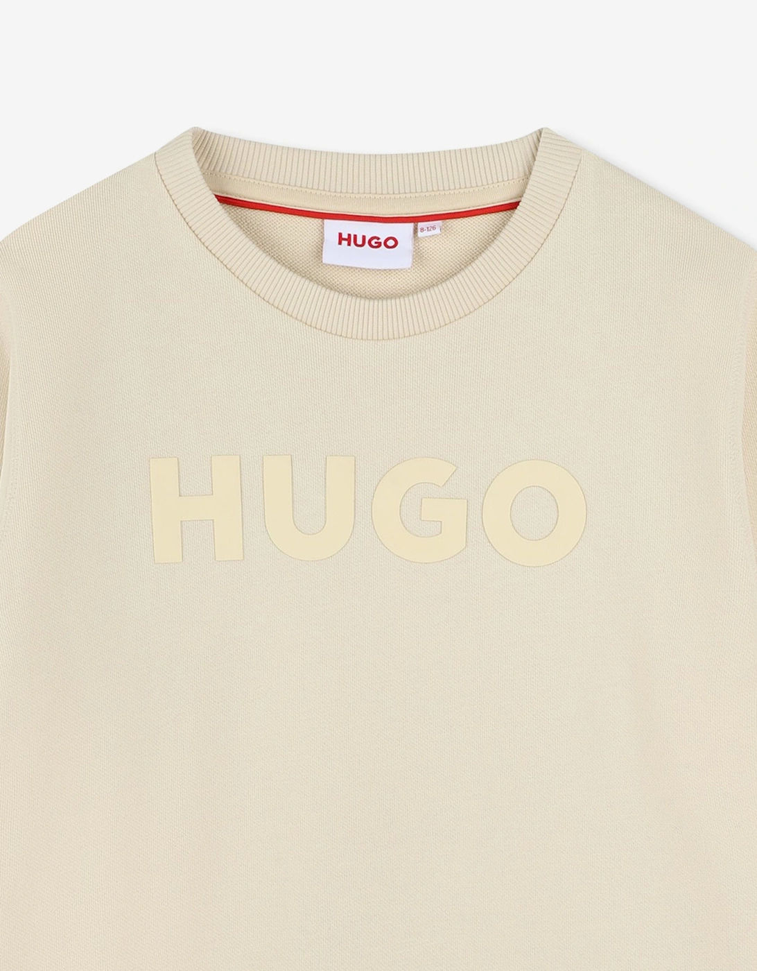 Boys Logo Print Sweatshirt in Beige