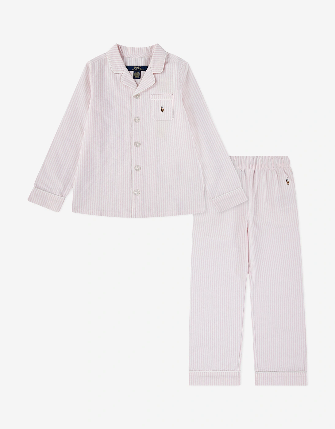 Ralph Lauren Girl's Ralph Lauren Girls Striped Oxford Pyjamas Set in Pink
