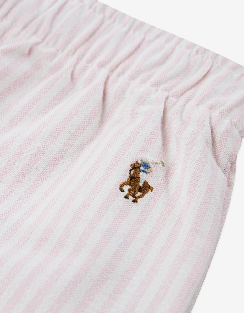 Girls Striped Oxford Pyjamas Set in Pink
