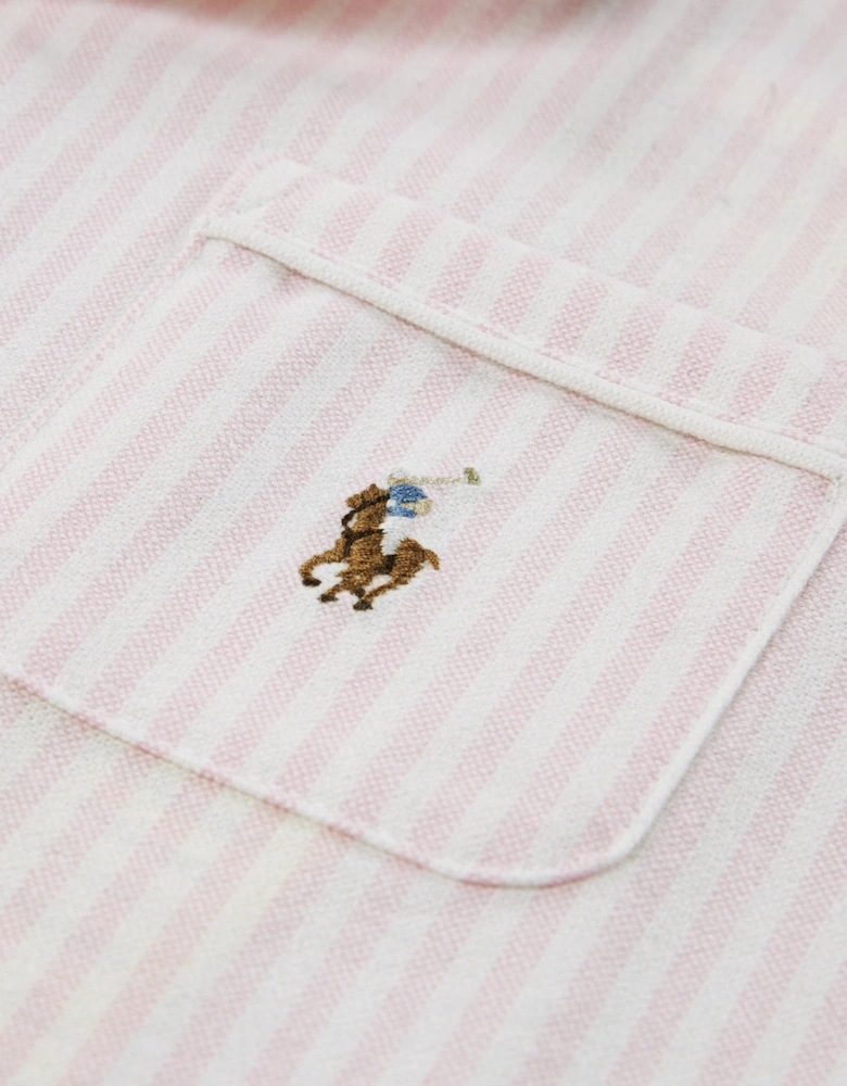 Girls Striped Oxford Pyjamas Set in Pink