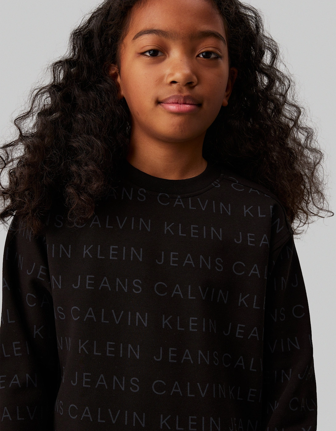 Girls Logo AOP Fleece Dress in Black