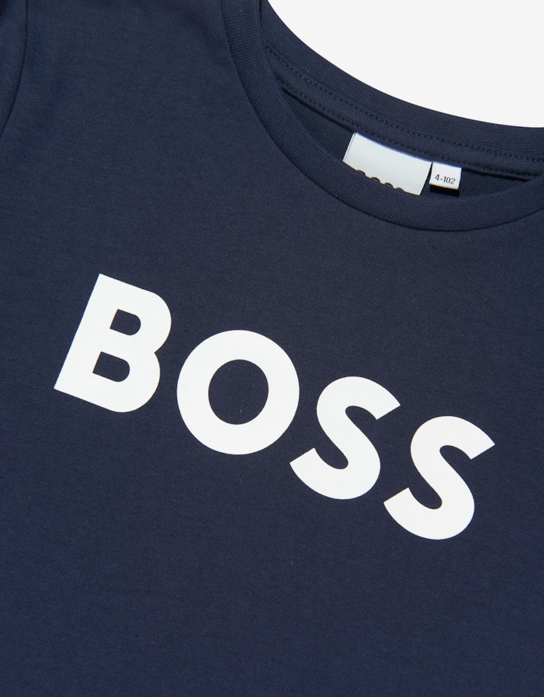BOSS Boys Logo T-Shirt in Navy