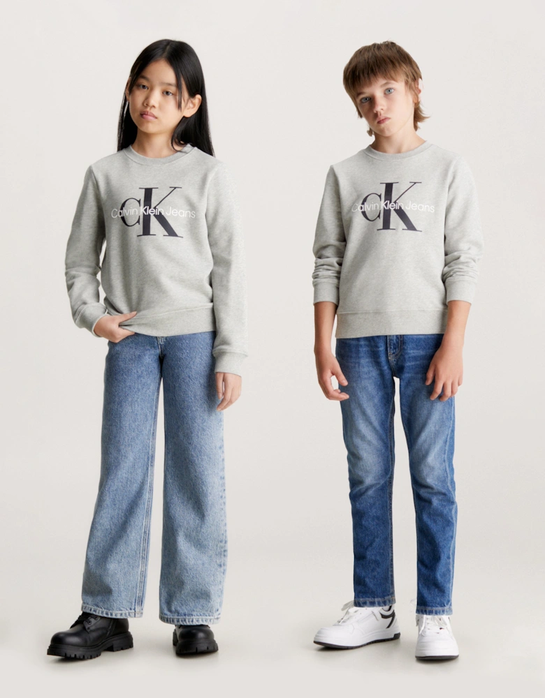 Kids Monogram Logo Sweasthirt in Grey
